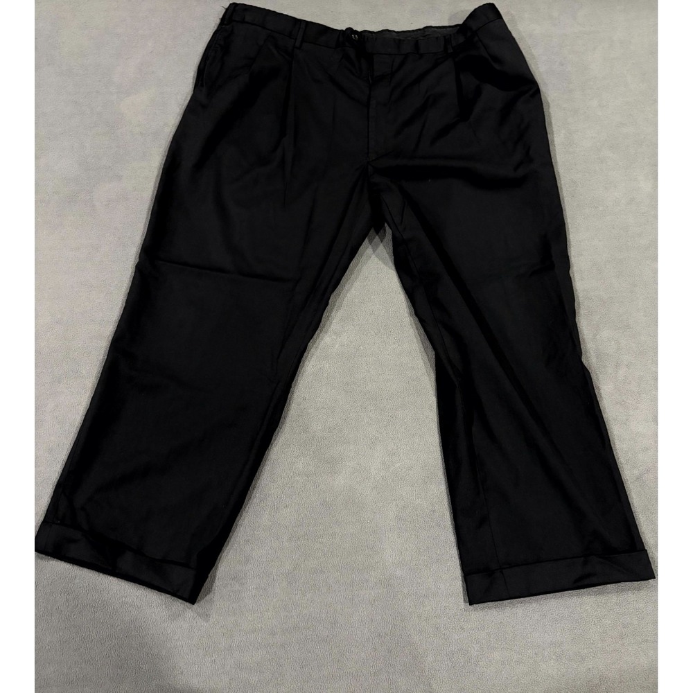 Jos. A Bank Dress Pants Mens 46 Black Wool High Rise Pleated Front Straight Leg